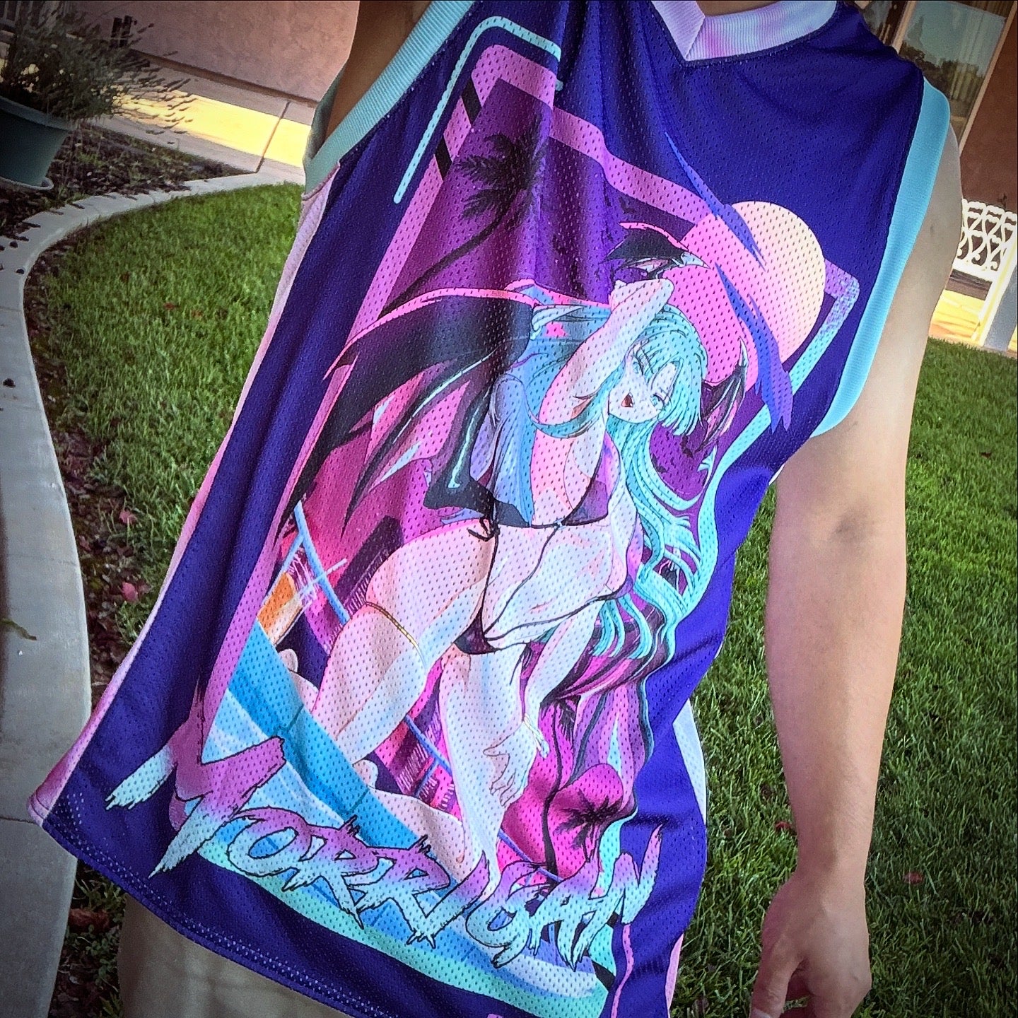 Vaporwave Bikini Morrigan Baskeball Jersey