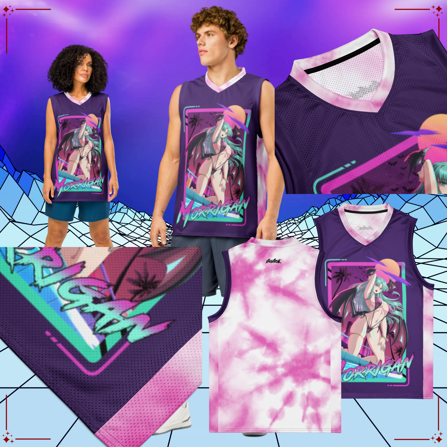 Vaporwave Bikini Morrigan Baskeball Jersey