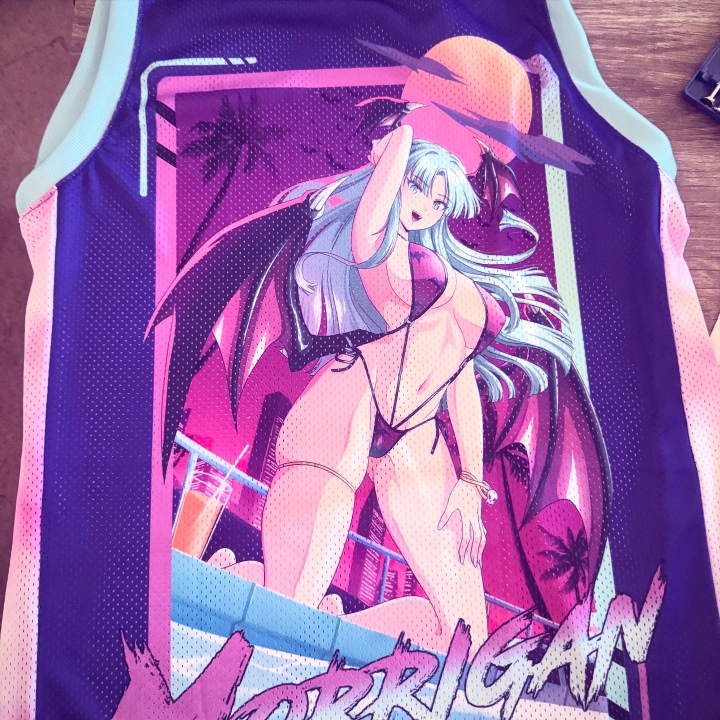 Vaporwave Bikini Morrigan Baskeball Jersey