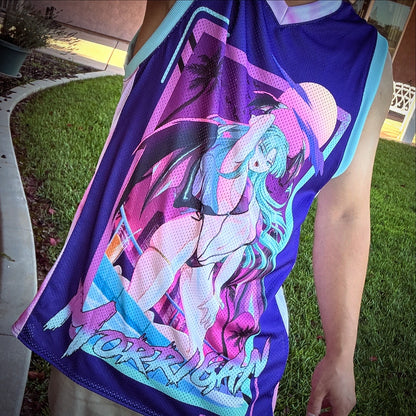 Vaporwave Bikini Morrigan Baskeball Jersey